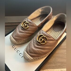 Gucci Leather Espadrille with Double G-Authentic - Beige/Mauve